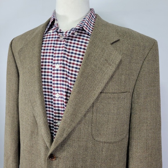 Eddie Bauer Men's Sport Coat Blazer Three Button‎ Brown Herringbone Wool 46L - Picture 10 of 16